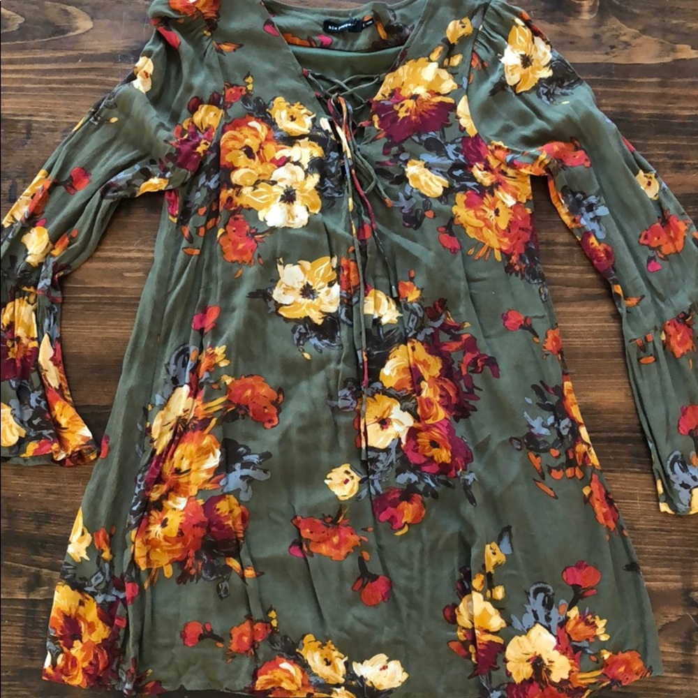 Olive Green Floral Dress/Tunic